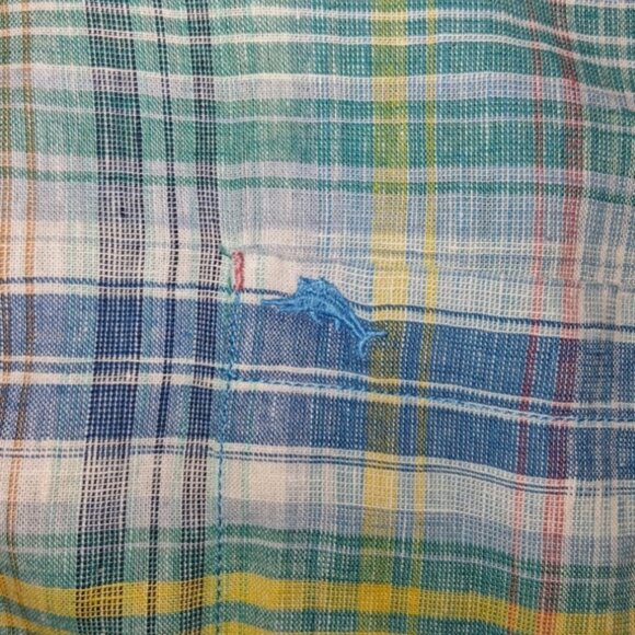 Tommy Bahama Shirt Mens XXXL Island Zone Linen Plaid Reverse Print Flip Cuff - Picture 7 of 10